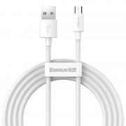 Кабель USB BASEUS Simple Wisdom Data Cable Kit, USB - MicroUSB, 2.1А, 1.5 м, белый, 2шт