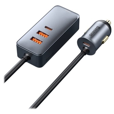 Автомобильное зарядное устройство BASEUS Share Together, USB + разветвитель 2*USB+2*USB-C, 5A, 120W, серый Автомобильное зарядное устройство BASEUS Share Together, USB + разветвитель 2*USB+2*USB-C, 5A, 120W, серый