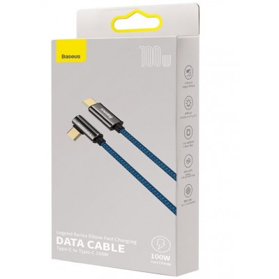 Кабель USB-C BASEUS Legend Series Elbow, Type-C - Type-C, 100W, 2 м, синий Кабель USB-C BASEUS Legend Series Elbow, Type-C - Type-C, 100W, 2 м, синий