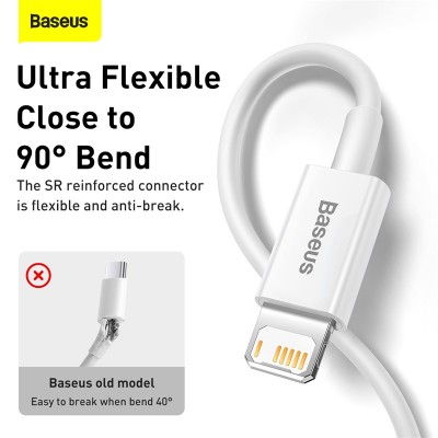 Кабель USB BASEUS Superior Series Fast Charging, USB - Lightning, 2.4А, 1 м, белый Кабель USB BASEUS Superior Series Fast Charging, USB - Lightning, 2.4А, 1 м, белый