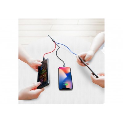 Кабель USB BASEUS Three Primary Colors 3-in-1, USB - MicroUSB+Type-C+Lightning, 3.5A, 1.2 м, черный Кабель USB BASEUS Three Primary Colors 3-in-1, USB - MicroUSB+Type-C+Lightning, 3.5A, 1.2 м, черный