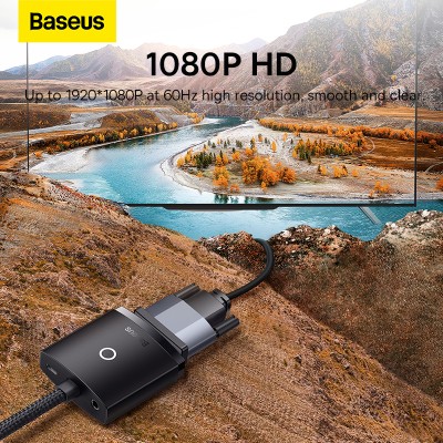 Переходник/Адаптер BASEUS Lite Series Adapter, HDMI - VGA (3.5mm Aux Port & Micro USB Power Input), черный Переходник/Адаптер BASEUS Lite Series Adapter, HDMI - VGA (3.5mm Aux Port & Micro USB Power Input), черный