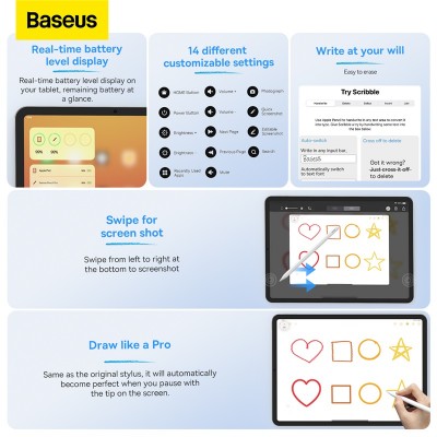 Стилус BASEUS Smooth Writing Wireless Charging, белый Стилус BASEUS Smooth Writing Wireless Charging, белый