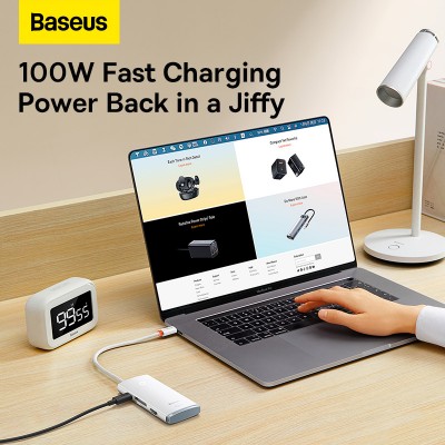 Переходник/Адаптер BASEUS Lite Series 6-Port, Разветвитель, Type-C - 2*USB3.0+HDMI+PD+SD/TF, белый Переходник/Адаптер BASEUS Lite Series 6-Port, Разветвитель, Type-C - 2*USB3.0+HDMI+PD+SD/TF, белый