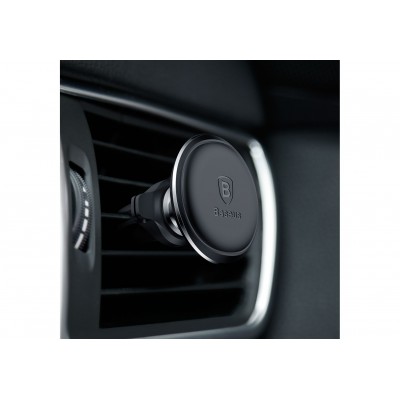 Автомобильный держатель BASEUS Magnetic Air Vent, магнитный, черный, на воздуховод, компактный, кожаный Автомобильный держатель BASEUS Magnetic Air Vent, магнитный, черный, на воздуховод, компактный, кожаный