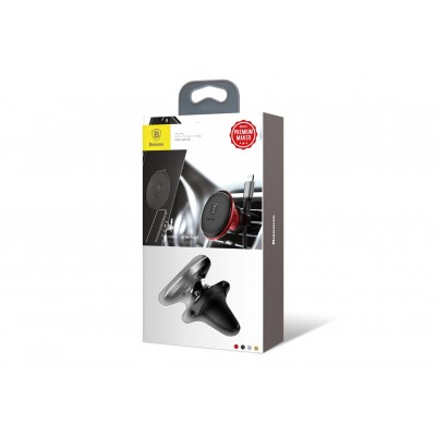 Автомобильный держатель BASEUS Magnetic Air Vent, магнитный, черный, на воздуховод, компактный, кожаный Автомобильный держатель BASEUS Magnetic Air Vent, магнитный, черный, на воздуховод, компактный, кожаный