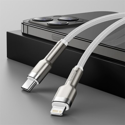 Кабель USB-C BASEUS Cafule Series Metal, Type-C - Lightning, 20W, 1 м, белый Кабель USB-C BASEUS Cafule Series Metal, Type-C - Lightning, 20W, 1 м, белый