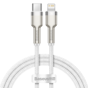 Кабель USB-C BASEUS Cafule Series Metal, Type-C - Lightning, 20W, 1 м, белый
