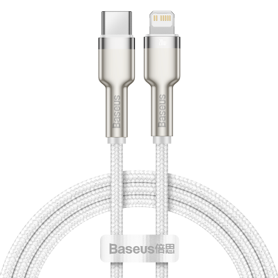 Кабель USB-C BASEUS Cafule Series Metal, Type-C - Lightning, 20W, 1 м, белый Кабель USB-C BASEUS Cafule Series Metal, Type-C - Lightning, 20W, 1 м, белый