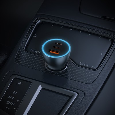 Автомобильное зарядное устройство BASEUS Golden Contactor Pro GaN Fast Charging, USB+2*USB-C, 65W, темно-серый Автомобильное зарядное устройство BASEUS Golden Contactor Pro GaN Fast Charging, USB+2*USB-C, 65W, темно-серый