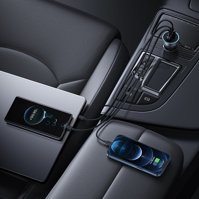 Автомобильное зарядное устройство BASEUS Golden Contactor Pro GaN Fast Charging, USB+2*USB-C, 65W, темно-серый Автомобильное зарядное устройство BASEUS Golden Contactor Pro GaN Fast Charging, USB+2*USB-C, 65W, темно-серый