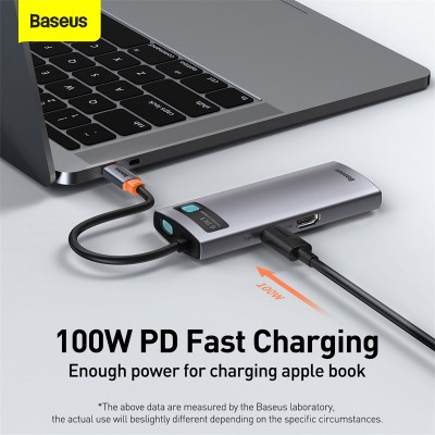Переходник/Адаптер BASEUS Starjoy Series 6-in-1, Разветвитель, Type-C - USB3.0 + USB2.0 + HDMI + PD + 4K HD + RJ45, серы Переходник/Адаптер BASEUS Starjoy Series 6-in-1, Разветвитель, Type-C - USB3.0 + USB2.0 + HDMI + PD + 4K HD + RJ45, серы