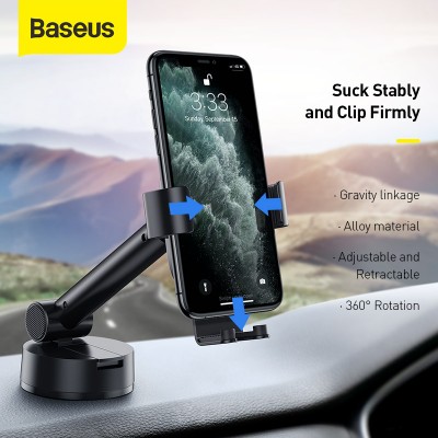 Автомобильный держатель BASEUS Simplism Gravity Car Mount Holder, черный, на присоске Автомобильный держатель BASEUS Simplism Gravity Car Mount Holder, черный, на присоске