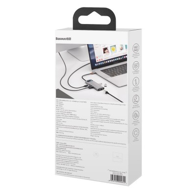 Переходник/Адаптер BASEUS Starjoy Series 6-in-1, Разветвитель, Type-C - USB3.0 + USB2.0 + HDMI + PD + 4K HD + RJ45, серы Переходник/Адаптер BASEUS Starjoy Series 6-in-1, Разветвитель, Type-C - USB3.0 + USB2.0 + HDMI + PD + 4K HD + RJ45, серы