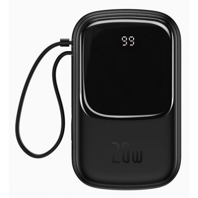 Портативный аккумулятор BASEUS Qpow Digital Display, 3A, 20000 мА⋅ч, черный, с кабелем Lightning Портативный аккумулятор BASEUS Qpow Digital Display, 3A, 20000 мА⋅ч, черный, с кабелем Lightning