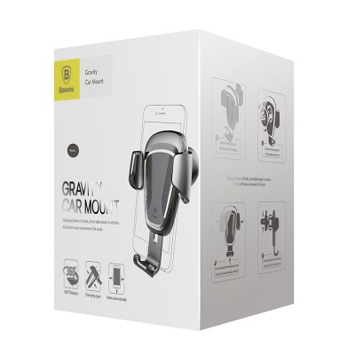 Автомобильный держатель BASEUS Gravity, 63-88мм, черный, на воздуховод Автомобильный держатель BASEUS Gravity, 63-88мм, черный, на воздуховод