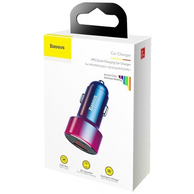 Автомобильное зарядное устройство BASEUS Magic C20C, USB+USB-C, 5A, 45W, красный, дисплей Автомобильное зарядное устройство BASEUS Magic C20C, USB+USB-C, 5A, 45W, красный, дисплей