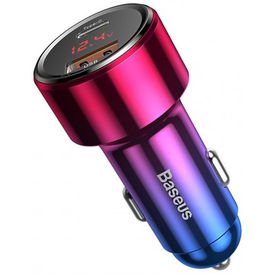Автомобильное зарядное устройство BASEUS Magic C20C, USB+USB-C, 5A, 45W, красный, дисплей Автомобильное зарядное устройство BASEUS Magic C20C, USB+USB-C, 5A, 45W, красный, дисплей