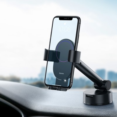 Автомобильный держатель BASEUS Simplism Gravity Car Mount Holder, черный, на присоске Автомобильный держатель BASEUS Simplism Gravity Car Mount Holder, черный, на присоске
