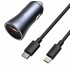 Автомобильное зарядное устройство BASEUS Golden Contactor Pro Dual, USB+USB-C + Кабель Type-C-Lightning, 3A, темно-серый Автомобильное зарядное устройство BASEUS Golden Contactor Pro Dual, USB+USB-C + Кабель Type-C-Lightning, 3A, темно-серый