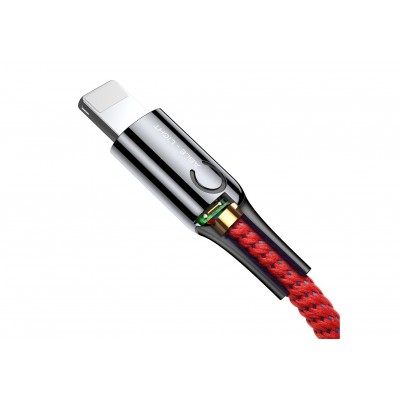 Кабель USB BASEUS C-shaped Light, USB - Lightning, 2.4А, 1 м, красный, интеллектуальный Кабель USB BASEUS C-shaped Light, USB - Lightning, 2.4А, 1 м, красный, интеллектуальный