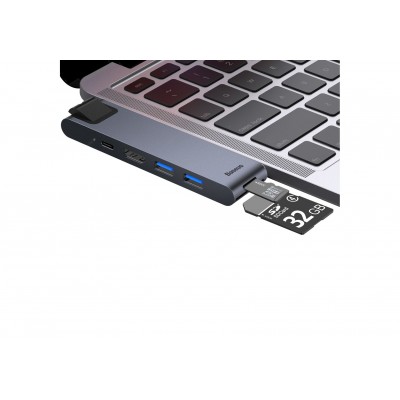 Переходник/Адаптер BASEUS Thunderbolt 7-in-1, Разветвитель, Type-C - 2xUSB3.0 + HDMI + PD + RJ45 + TF/SD + Type-C, серый Переходник/Адаптер BASEUS Thunderbolt 7-in-1, Разветвитель, Type-C - 2xUSB3.0 + HDMI + PD + RJ45 + TF/SD + Type-C, серый