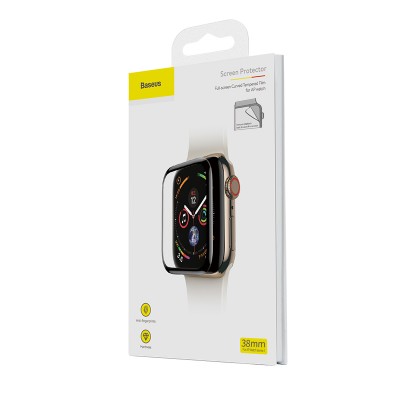Защитное стекло BASEUS SGAPWA4-E01 для Apple Watch 1/2/3, 0.2mm, прозрачный+черная рамка, 38mm Защитное стекло BASEUS SGAPWA4-E01 для Apple Watch 1/2/3, 0.2mm, прозрачный+черная рамка, 38mm