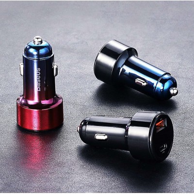 Автомобильное зарядное устройство BASEUS Magic C20C, USB+USB-C, 5A, 45W, красный, дисплей Автомобильное зарядное устройство BASEUS Magic C20C, USB+USB-C, 5A, 45W, красный, дисплей