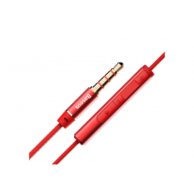 Проводные наушники BASEUS H06 Encok, Jack 3.5mm, красный Проводные наушники BASEUS H06 Encok, Jack 3.5mm, красный