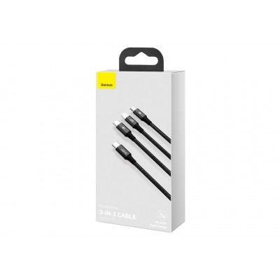 Кабель USB-C BASEUS Rapid 3-in-1, USB-C - MicroUSB+Type-C+Lightning, 3.5A, 1.5 м, черный Кабель USB-C BASEUS Rapid 3-in-1, USB-C - MicroUSB+Type-C+Lightning, 3.5A, 1.5 м, черный
