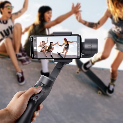 Стабилизатор для смартфона BASEUS Handheld Gimbal Stabilizer, Трехосевой, 2200 мАч, Bluetooth, темно-серый Стабилизатор для смартфона BASEUS Handheld Gimbal Stabilizer, Трехосевой, 2200 мАч, Bluetooth, темно-серый