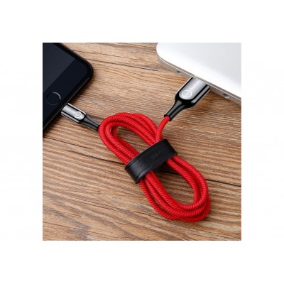 Кабель USB BASEUS C-shaped Light, USB - Lightning, 2.4А, 1 м, красный, интеллектуальный Кабель USB BASEUS C-shaped Light, USB - Lightning, 2.4А, 1 м, красный, интеллектуальный