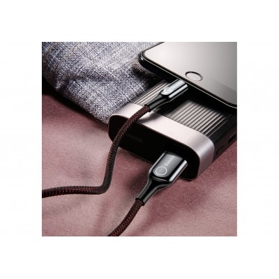 Кабель USB BASEUS C-shaped Light, USB - Lightning, 2.4А, 1 м, черный, интеллектуальный Кабель USB BASEUS C-shaped Light, USB - Lightning, 2.4А, 1 м, черный, интеллектуальный