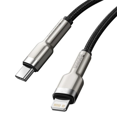 Кабель USB-C BASEUS Cafule Series Metal, Type-C - Lightning, 20W, 2 м, черный Кабель USB-C BASEUS Cafule Series Metal, Type-C - Lightning, 20W, 2 м, черный
