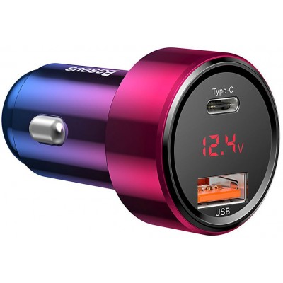 Автомобильное зарядное устройство BASEUS Magic C20C, USB+USB-C, 5A, 45W, красный, дисплей Автомобильное зарядное устройство BASEUS Magic C20C, USB+USB-C, 5A, 45W, красный, дисплей