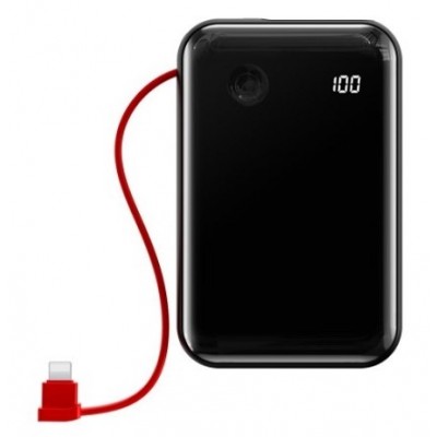 Портативный аккумулятор BASEUS Mini S Digital Display, 3A, 10000 мА⋅ч, красный, с кабелем Ip Портативный аккумулятор BASEUS Mini S Digital Display, 3A, 10000 мА⋅ч, красный, с кабелем Ip