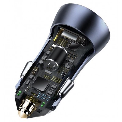 Автомобильное зарядное устройство BASEUS Golden Contactor Pro Dual, USB+USB-C + Кабель Type-C-Lightning, 3A, темно-серый Автомобильное зарядное устройство BASEUS Golden Contactor Pro Dual, USB+USB-C + Кабель Type-C-Lightning, 3A, темно-серый