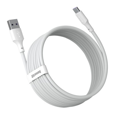 Кабель USB BASEUS Simple Wisdom Data Cable Kit, USB - Type-C, 5A, 1.5 м, белый, 2шт Кабель USB BASEUS Simple Wisdom Data Cable Kit, USB - Type-C, 5A, 1.5 м, белый, 2шт
