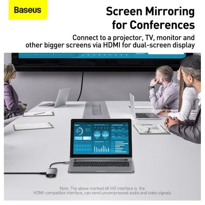 Переходник/Адаптер BASEUS Starjoy Series 6-in-1, Разветвитель, Type-C - USB3.0 + USB2.0 + HDMI + PD + 4K HD + RJ45, серы Переходник/Адаптер BASEUS Starjoy Series 6-in-1, Разветвитель, Type-C - USB3.0 + USB2.0 + HDMI + PD + 4K HD + RJ45, серы
