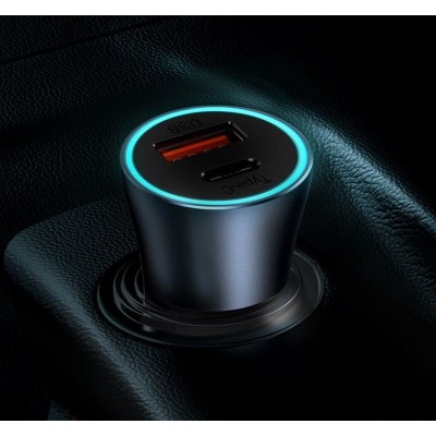 Автомобильное зарядное устройство BASEUS Golden Contactor Pro Dual, USB+USB-C + Кабель Type-C-Lightning, 3A, темно-серый Автомобильное зарядное устройство BASEUS Golden Contactor Pro Dual, USB+USB-C + Кабель Type-C-Lightning, 3A, темно-серый