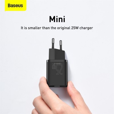 Зарядное устройство BASEUS Super Si USB-C + Кабель Type-C-Type-C, 3A, 25W, черный Зарядное устройство BASEUS Super Si USB-C + Кабель Type-C-Type-C, 3A, 25W, черный