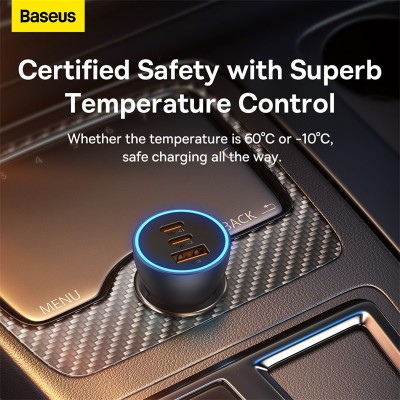 Автомобильное зарядное устройство BASEUS Golden Contactor Pro Triple, USB+2*USB-C, 7A, 65W, темно-серый Автомобильное зарядное устройство BASEUS Golden Contactor Pro Triple, USB+2*USB-C, 7A, 65W, темно-серый