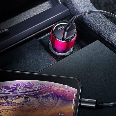 Автомобильное зарядное устройство BASEUS Magic C20C, USB+USB-C, 5A, 45W, красный, дисплей Автомобильное зарядное устройство BASEUS Magic C20C, USB+USB-C, 5A, 45W, красный, дисплей