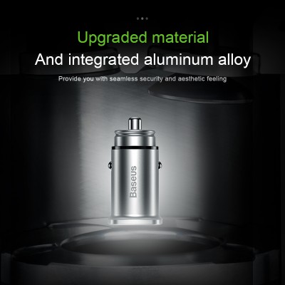 Автомобильное зарядное устройство BASEUS Square metal, USB+USB-C, 5A, 30 Вт, черный, быстрая зарядка Автомобильное зарядное устройство BASEUS Square metal, USB+USB-C, 5A, 30 Вт, черный, быстрая зарядка