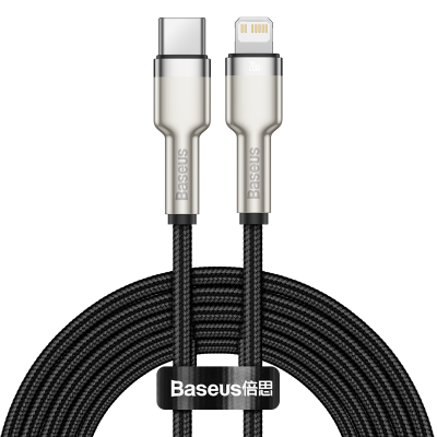 Кабель USB-C BASEUS Cafule Series Metal, Type-C - Lightning, 20W, 2 м, черный Кабель USB-C BASEUS Cafule Series Metal, Type-C - Lightning, 20W, 2 м, черный