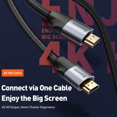 Кабель HDMI BASEUS Enjoyment Series, 4KHD - 4KHD, 3 м, черный Кабель HDMI BASEUS Enjoyment Series, 4KHD - 4KHD, 3 м, черный