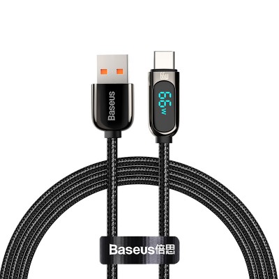 Кабель USB BASEUS Display Fast Charging, USB - Type-C, 66W, 1 м, черный Кабель USB BASEUS Display Fast Charging, USB - Type-C, 66W, 1 м, черный