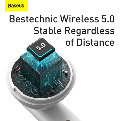 Беспроводные наушники BASEUS Encok W05, Bluetooth, 30 мАч, белый Беспроводные наушники BASEUS Encok W05, Bluetooth, 30 мАч, белый