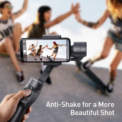 Стабилизатор для смартфона BASEUS Handheld Gimbal Stabilizer, Трехосевой, 2200 мАч, Bluetooth, темно-серый Стабилизатор для смартфона BASEUS Handheld Gimbal Stabilizer, Трехосевой, 2200 мАч, Bluetooth, темно-серый
