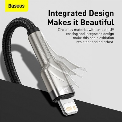 Кабель USB-C BASEUS Cafule Series Metal, Type-C - Lightning, 20W, 2 м, черный Кабель USB-C BASEUS Cafule Series Metal, Type-C - Lightning, 20W, 2 м, черный